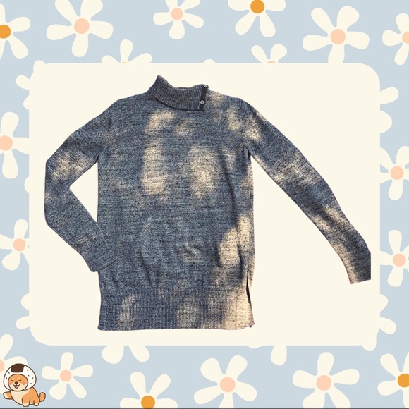 Gap Marled Grey Snap Turtle Neck Sweater - Picture 4 of 9